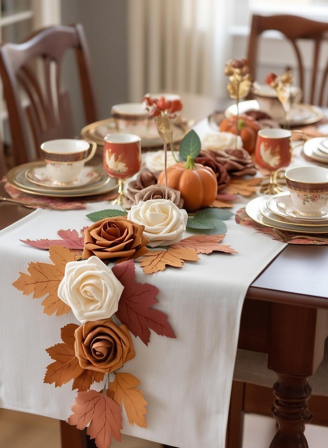 InnoGear Artificial Flowers, 50 Pcs Shades of Earth Tones Foam Fake Roses Bulk with Stems for Autumn Fall Decoration DIY Wedding Bouquets Centerpieces Bridal Shower Party Christmas Tree - Image 5