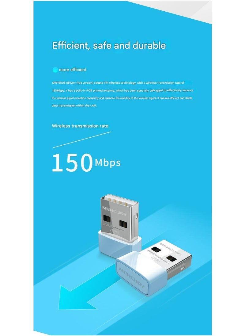 Mercury USB WiFi Adapter, Wireless WiFi 6 Network Adapter for PC, for Desktop, 2.4GHz and 5GHz Dual Band, Stable and Longer Distance, Plug and Play. Compatible with Windows 11/10 Linux, Blue