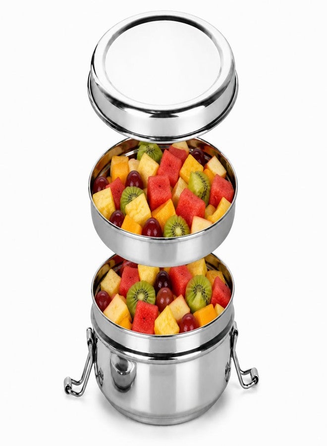 Vooli High Quality Stainless Steel Lunch Box Rust Free Airtight Tiffin Box for School Office Meals School Lunch – Bacchon ke liye roti, sabji, Fruits ya Snacks Carry karne ke liye Best Size 10CM - Image 1