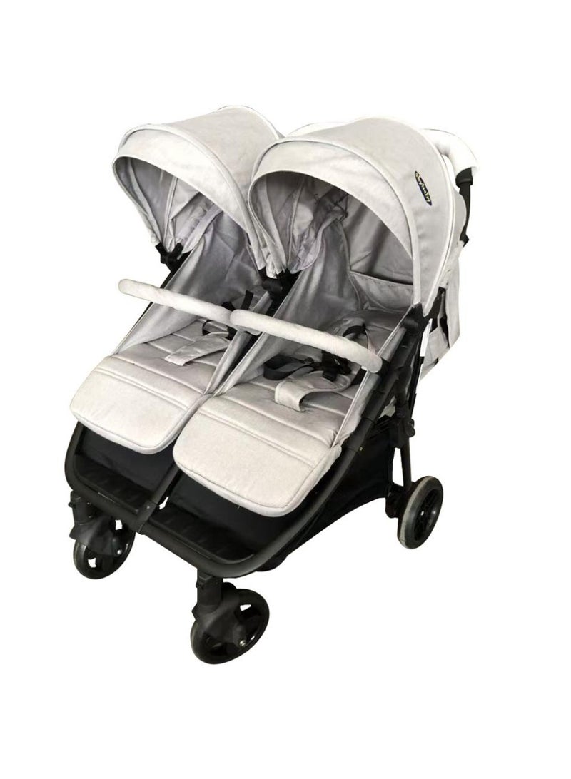 BABY STROLLER SIDE BY SIDE FOR SUITABLE FROM BIRTH TO 15 KG EACH BABYS LIGHT ,GREY - Image 1