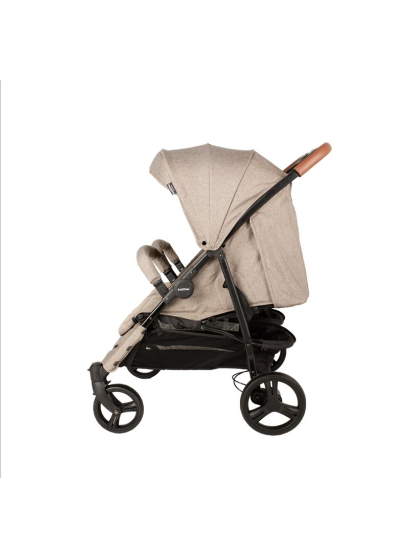 BABY STROLLER SIDE BY SIDE FOR SUITABLE FROM BIRTH TO 15 KG EACH BABYS LIGHT ,GREY - Image 4
