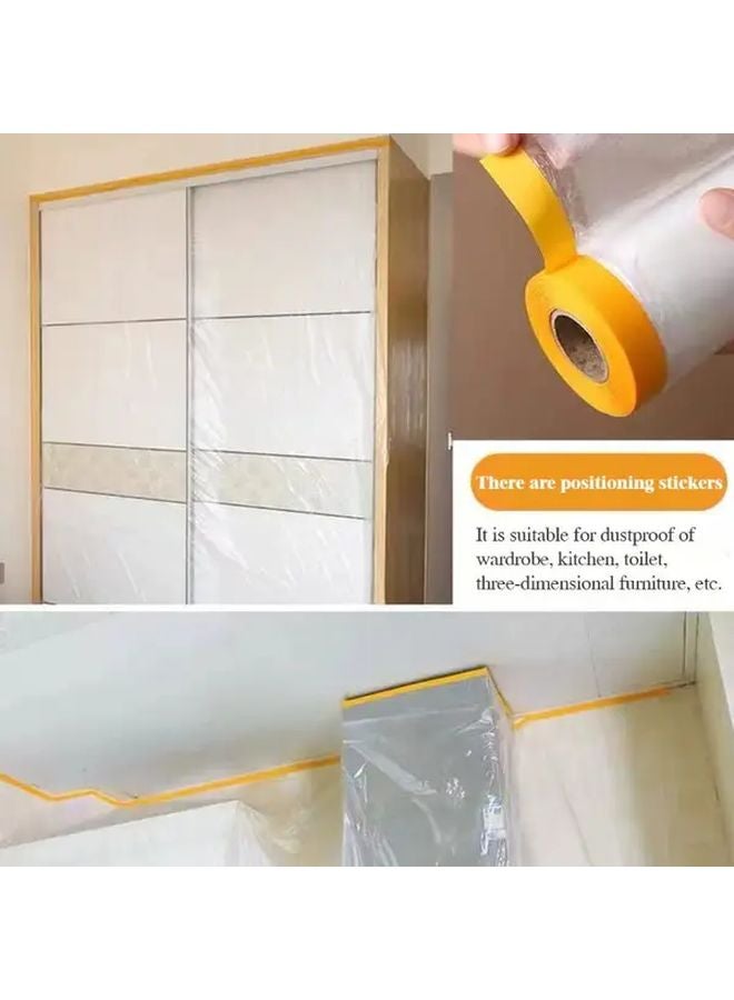 8 قطع فيلم تلوين ثقيل مُجهز مسبقًا بشريط لاصق 1.8 × 65.6 قدم شريط لاصق أصفر للرسامين غطاء وقائي - Image 5