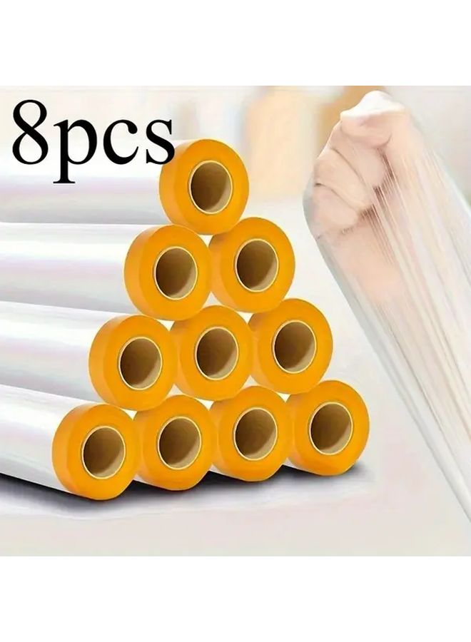 8 قطع فيلم تلوين ثقيل مُجهز مسبقًا بشريط لاصق 1.8 × 65.6 قدم شريط لاصق أصفر للرسامين غطاء وقائي - Image 1