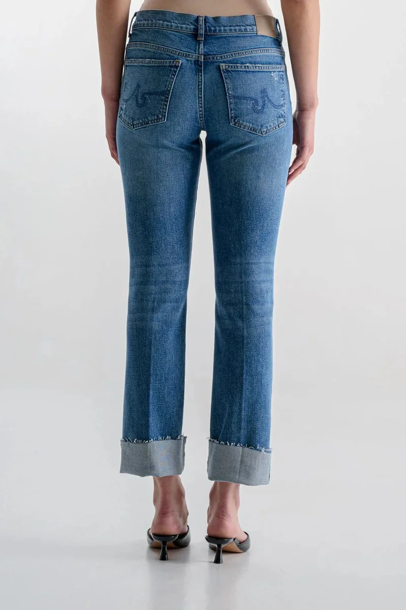 Ag Jeans Straight Leg Mid-Wash Cuff Jeans
