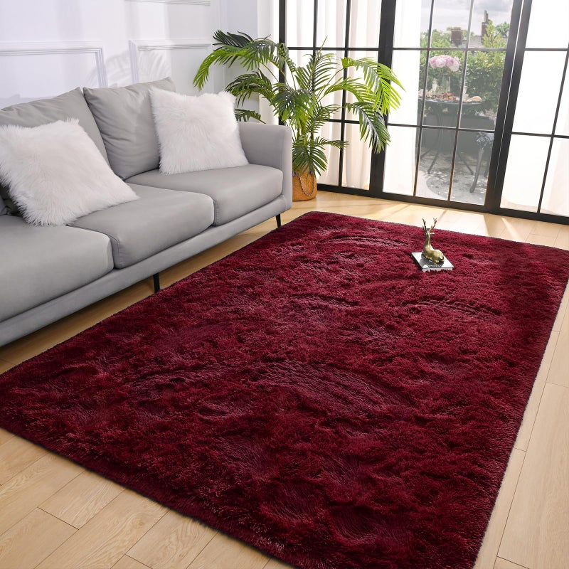 Pettop Fluffy Burgundy Rug for Bedroom Living Room, 4x6 Feet Super Soft Shaggy Plush Fuzzy Rugs for Girls Kids Boys, Non-Slip and Washable Rug for Nursery Classroom, Carpet for Rooms Decor - Image 4