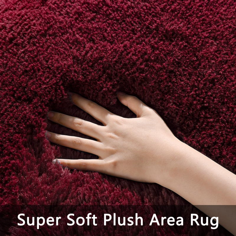 Pettop Fluffy Burgundy Rug for Bedroom Living Room, 4x6 Feet Super Soft Shaggy Plush Fuzzy Rugs for Girls Kids Boys, Non-Slip and Washable Rug for Nursery Classroom, Carpet for Rooms Decor - Image 3