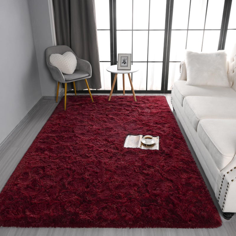 Pettop Fluffy Burgundy Rug for Bedroom Living Room, 4x6 Feet Super Soft Shaggy Plush Fuzzy Rugs for Girls Kids Boys, Non-Slip and Washable Rug for Nursery Classroom, Carpet for Rooms Decor - Image 5