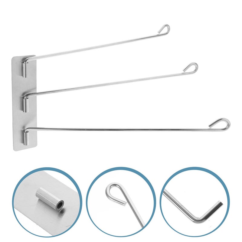 Stainless Steel Rotary Towel Rack Wall Mounted No Drilling Required Space Saving Organizer - Image 5