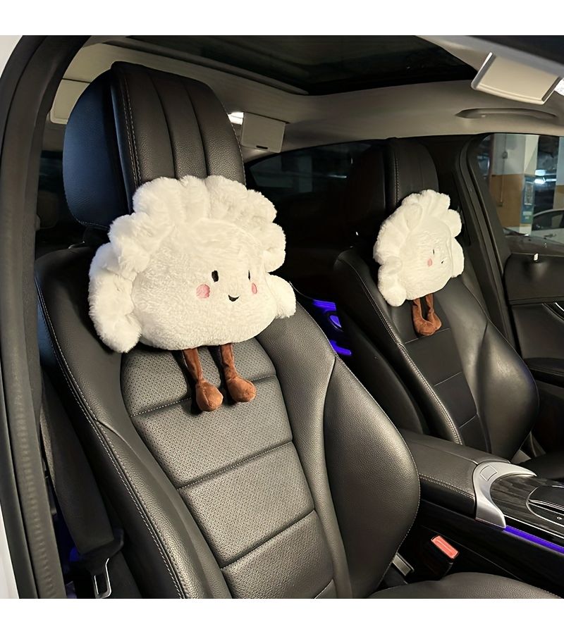 Cute Dumpling Neck Pillow One Piece Soft Plush Car Headrest Neck Protection - Image 2