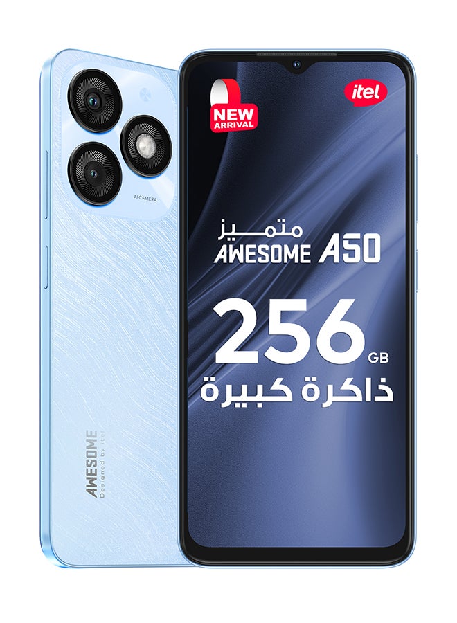 ITEL A50 Dual SIM Cyan Blue 4+8GB RAM 256GB 4G - Middle East Version - Image 1