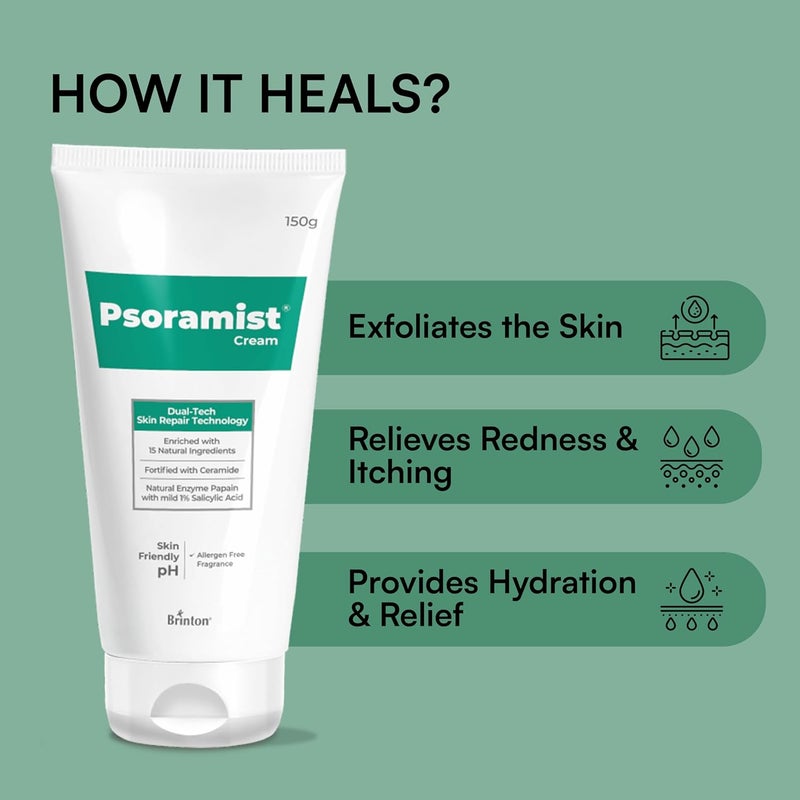 Brinton Brinton Psoramist Moisturizing Cream 150 gm  DualTech Skin Repair Technology  Enriched with 15 Natural Ingredients - Image 2
