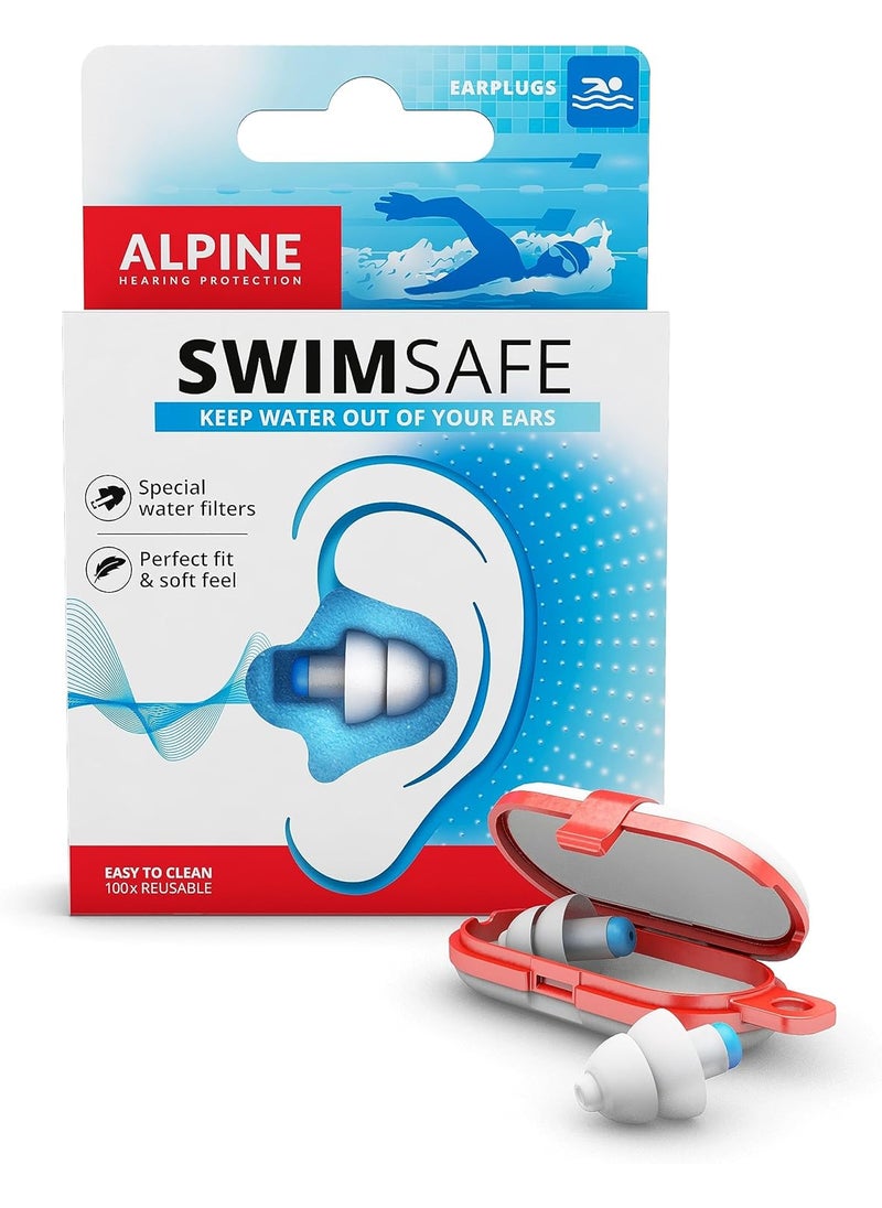 Alpine Alpine SwimSafe - Ear Plugs for Swimming - Ear Protection Against Water - Comfortable Waterproof Earplugs with Filter - Hyopoallergenic & Sustainable 