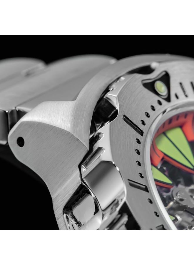 ADDIESDIVE ساعات أوتوماتيكية ذات هيكل عظام ذاتي التعبئة للرجال بقرص ميكانيكي فضي مقاوم للماء 200 م من الياقوت الصناعي، ساعة غوص تناظرية 2103-8N24orange - Image 5