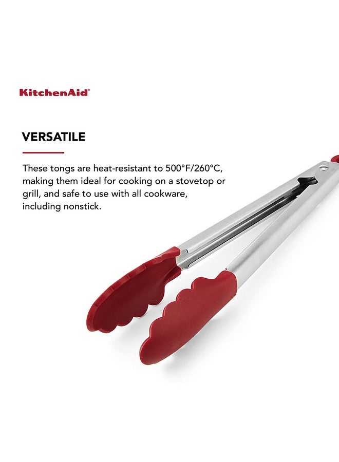 KitchenAid Silicone Stainless Steel Tongs, 12 Inch, Red - Image 4