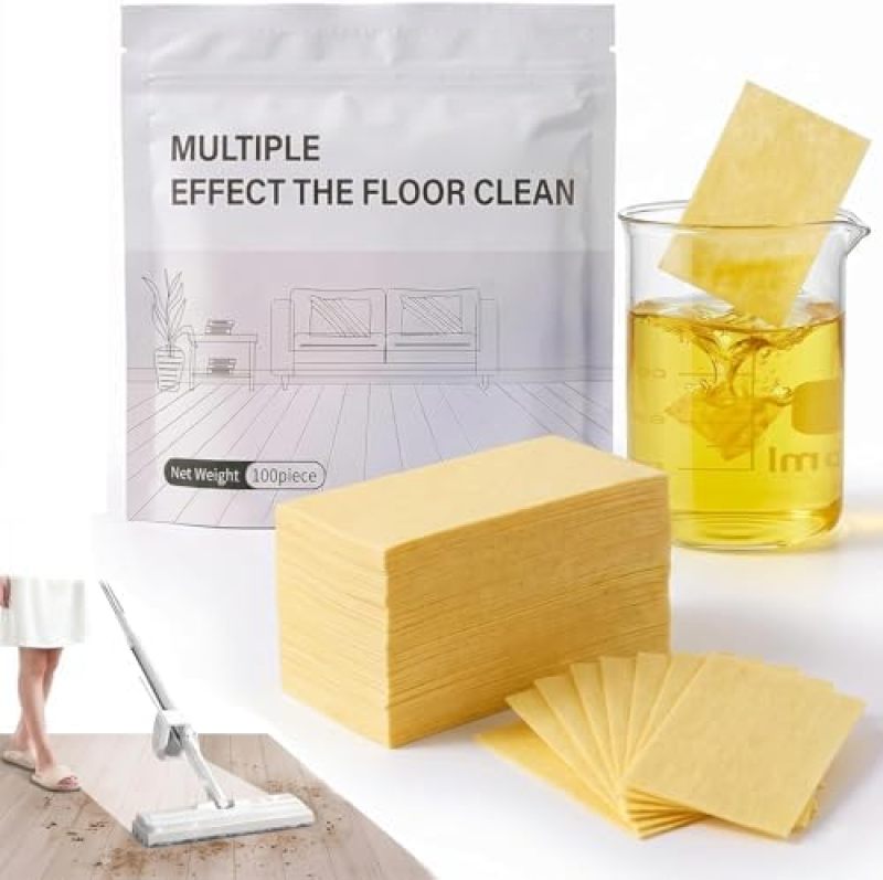Floor Cleaning Tablets: 100-Piece Yellow Pack Powerful Multi-Surface Formula - Floor-Safe Concentrated Cleaner for Household Hardwood Laminate Tile Floor Care - Image 1