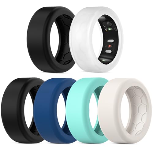 Snyeest 6PC Cover Compatible with RingConn Gen 3/Gen 2/Gen 2 Air/Gen 1 Protector,Anti-Slip Design,Silicone Case Finger Wrapper Woking Out Women Men-Multicolors-S for 6/7/8/9/10 - Image 1
