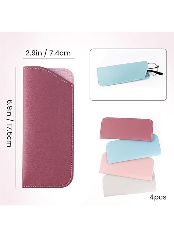 كوانتوم 4 صناديق نظارات PCS، حقيبة نظارات جلدية لينة محمولة، حقيبة تخزين النظارات القابلة لإعادة الاستخدام للرجال والنساء - Image 2