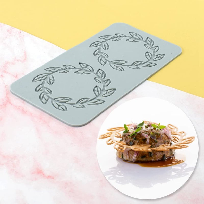 TUKE Lace Molds for Cake Decorating 3D Leaf Silicone Molds for Baking Gummy Molds Clay Fondant Molds Lace Mats Flower Honeycomb Bee Pattern for Sugar Chocolate Polymer (Leaf_8.6x4x0.12inch_R) - Image 2