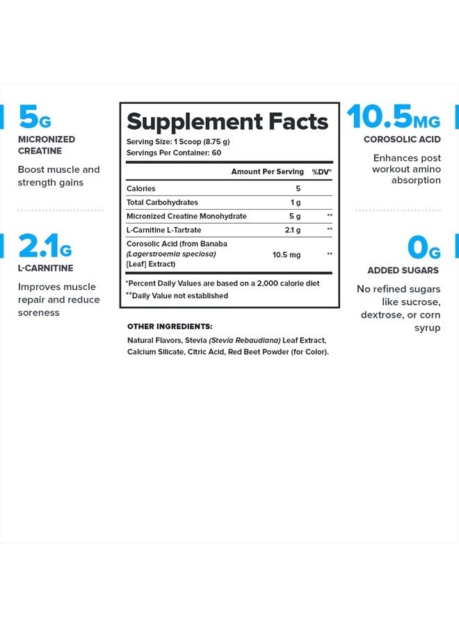 Legion Recharge Post Workout Supplement (Strawberry Lemonade) - All Natural Muscle Builder & Recovery Drink with Micronized Creatine Monohydrate. Naturally Sweetened & Flavored 60 Serving  - Image 2