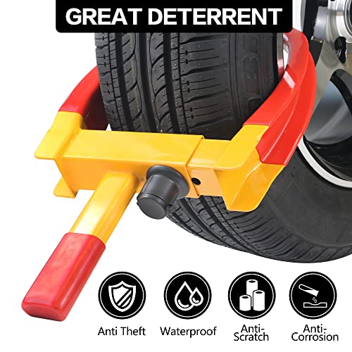 KAYCENTOP Universal Wheel Lock, Security Trailer Wheel Lock, Tire Lock Anti Theft for Trailers Golf Cart SUV Boat ATV Motorcycle Camper, 3 Keys (Yellow-Red) - Image 3