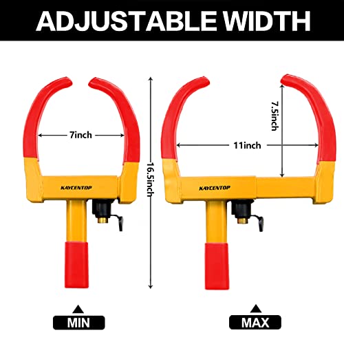 KAYCENTOP Universal Wheel Lock, Security Trailer Wheel Lock, Tire Lock Anti Theft for Trailers Golf Cart SUV Boat ATV Motorcycle Camper, 3 Keys (Yellow-Red) - Image 4