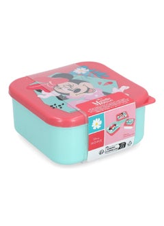 STOR 3-Piece Minnie Mouse Theme Square Shaped Plastic Nesting Snack Box Set Multicolour 6 x 12 x 12 cm  - Image 3