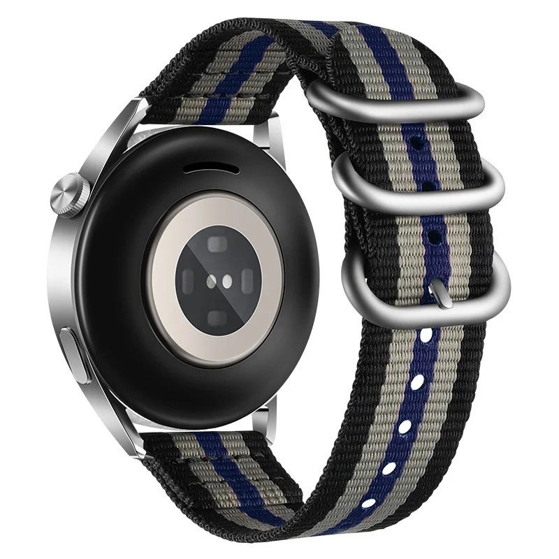 Bluejw Premium Woven Nylon Watch Strap Replacement - Durable Sport Striped Wristband for Men's Watches - Image 1