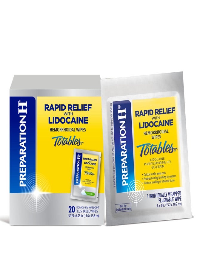 Preparation H Rapid Relief Hemorrhoid Wipes with Lidocaine, Numbing Relief for Swelling, Pain, Burning and Itching - 20 Count - Image 1