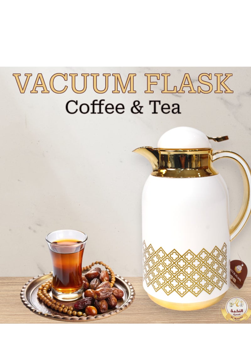 Al-Nokhba Vacuum Flask Set – Enjoy hot and cold drinks on the go with an insulated double-wall vacuum-sealed design, leak-proof lid, and unique handle. Convenient push-button access (0.5 Litre & 1.0 Litre) - Image 5