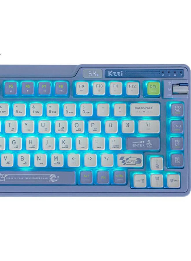 Kzzi K75 Colorful Edition Mechanical Keyboard, Wired, Bluetooth, Wireless 2.4G, Tri-Mode, Gasket Structure, 82 Keys, 75 Layout, Pbt Keycaps, Rgb Backlight, Knight Gray Version, Brown Switch - Image 3