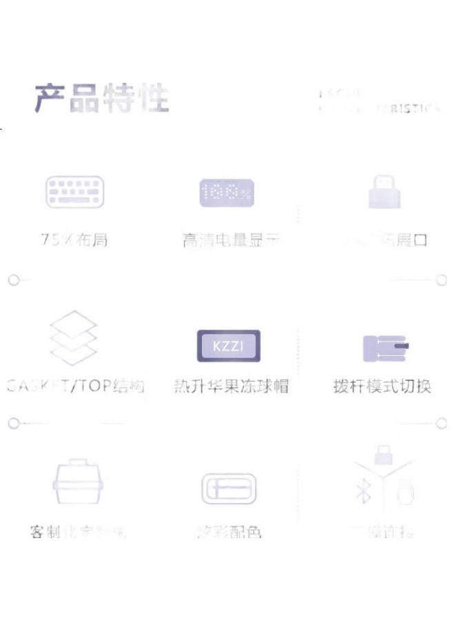 Kzzi K75 Colorful Edition Mechanical Keyboard, Wired, Bluetooth, Wireless 2.4G, Tri-Mode, Gasket Structure, 82 Keys, 75 Layout, Pbt Keycaps, Rgb Backlight, Knight Gray Version, Brown Switch - Image 1