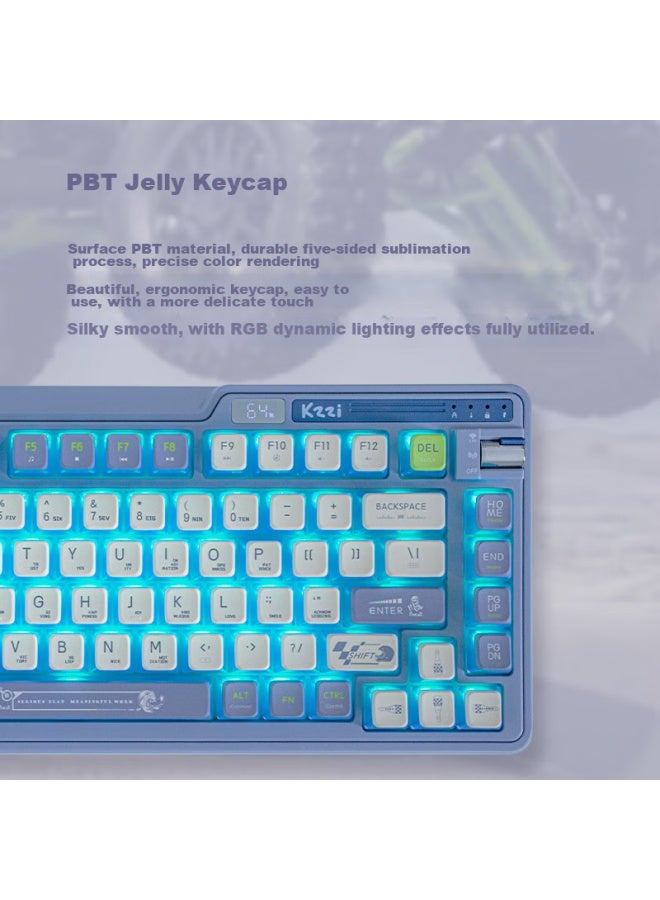 Kzzi K75 Colorful Edition Mechanical Keyboard, Wired, Bluetooth, Wireless 2.4g, Tri-mode, Gasket Structure, 82 Keys, 75 Layout, Pbt Keycaps, Rgb Backlight, Knight Gray Version, Brown Switch - Image 3