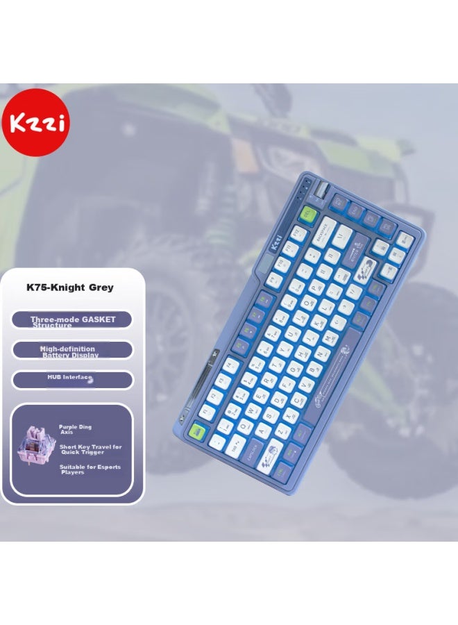 Kzzi K75 Colorful Edition Mechanical Keyboard, Wired, Bluetooth, Wireless 2.4g, Tri-mode, Gasket Structure, 82 Keys, 75 Layout, Pbt Keycaps, Rgb Backlight, Knight Gray Version, Brown Switch - Image 4