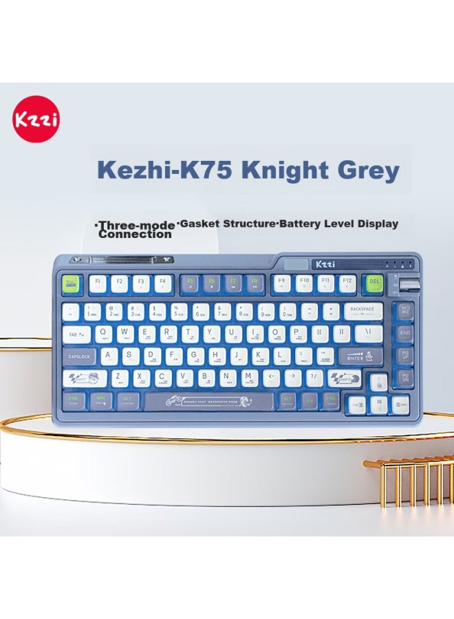 Kzzi K75 Colorful Edition Mechanical Keyboard, Wired, Bluetooth, Wireless 2.4g, Tri-mode, Gasket Structure, 82 Keys, 75 Layout, Pbt Keycaps, Rgb Backlight, Knight Gray Version, Brown Switch - Image 1