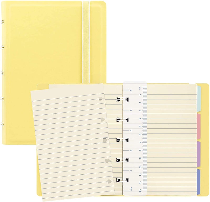 Filofax B115062U Refillable Pastel colors, Notebook, Pocket Size, 112 Cream colored moveable pages. Includes 4 Indexes (one with pocket), a page marker and elastic closure, Lemon - Image 1