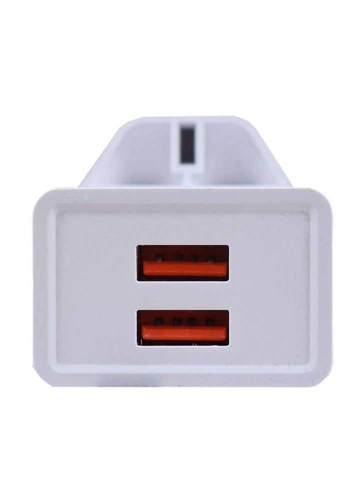 Kalio 2 Port USB Wall Charger Fast Charging UK Plug with 1 Meter Micro Usb Cable(White)