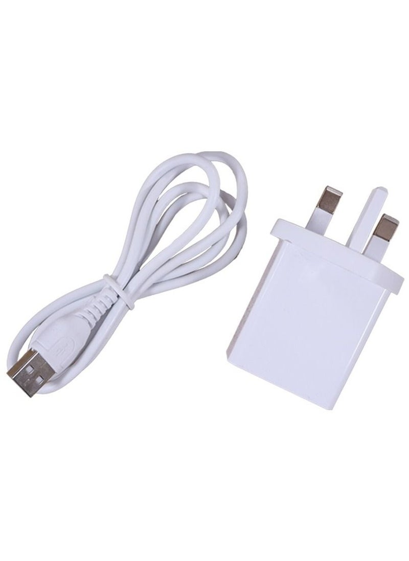 Kalio 2 Port USB Wall Charger Fast Charging UK Plug with 1 Meter Micro Usb Cable(White)
