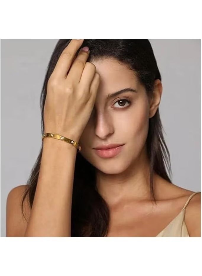 Love Bracelet Bangle for Women Gilrs with Cubic Zirconia Stones Stainless Steel Hinged Jewelry with Crystal Oval Bracelet Best Gifts for Love with Valentine's Day Birthday - Image 4