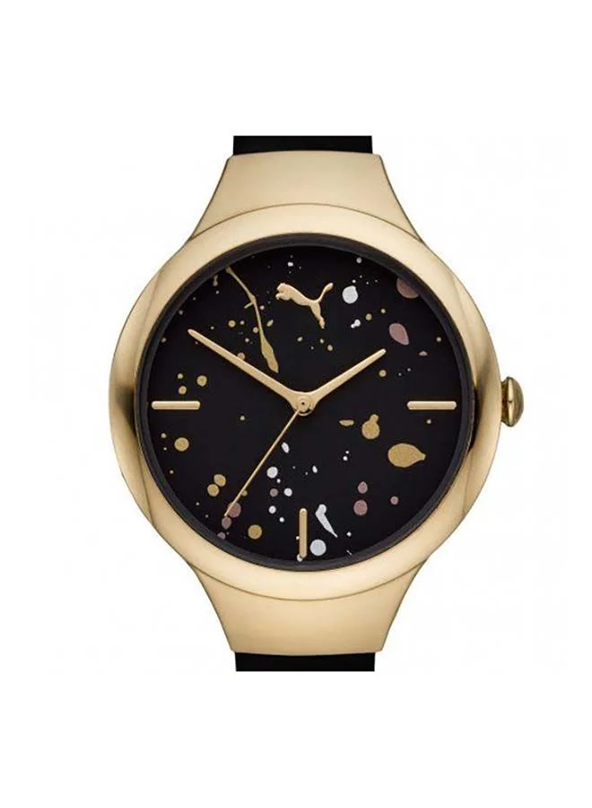 بوما Contour Polyurethane Analog Wrist Watch for Women PU P1029-36mm-Black/Gold