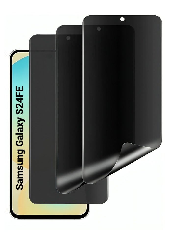 بورتوني واقي شاشة الخصوصية لهاتف Samsung Galaxy S24 FE، عبوة من قطعتين، غشاء سيراميك غير لامع مضاد للتجسس، متوافق مع معرف بصمة الإصبع لهاتف Samsung Galaxy S24 FE - Image 1