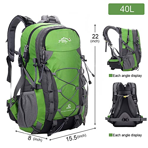 INOXTO lightweight Hiking Backpack 35L/40L Hiking Daypack with Waterproof Rain Cover Camping Backpack for Travel Camping Outdoor for Men and Women (40L Green) - Image 4