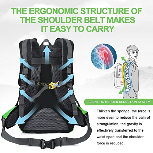 INOXTO lightweight Hiking Backpack 35L/40L Hiking Daypack with Waterproof Rain Cover Camping Backpack for Travel Camping Outdoor for Men and Women (40L Green) - Image 2