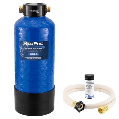 RecPro RV Water Softener Portable | Prevents Hard Water Buildup | Hose and TDS Water Test Strips Included | Cation Exchange Resin (8,000 Grain) - Image 3