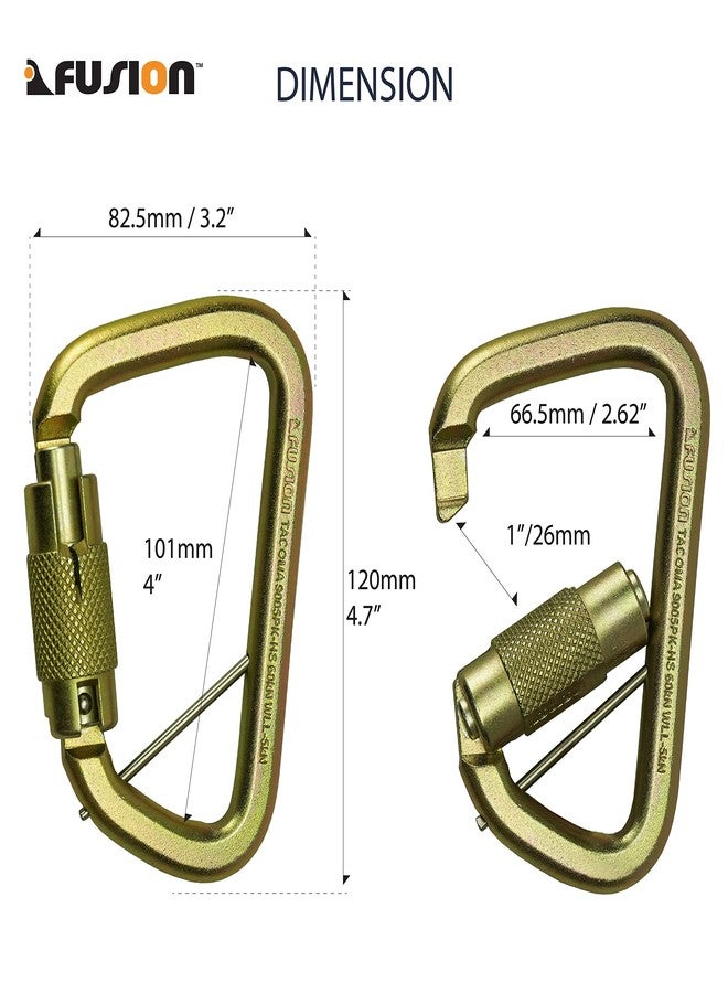 Fusion Climb Tacoma Steel Triple Lock with Key Nose Modified D-Shaped Carabiner Black - Image 2