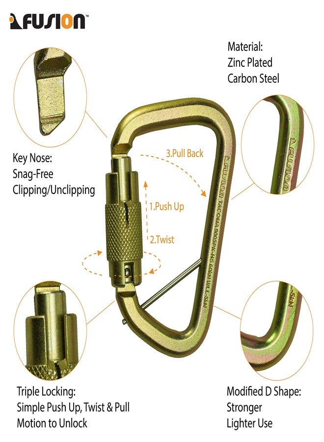 Fusion Climb Tacoma Steel Triple Lock with Key Nose Modified D-Shaped Carabiner Black - Image 3