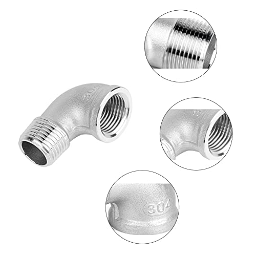 Hooshing 2PCS 1/2" NPT Stainless Steel 90 Degree Elbow Female x Male Thread Pipe Fitting - Image 2