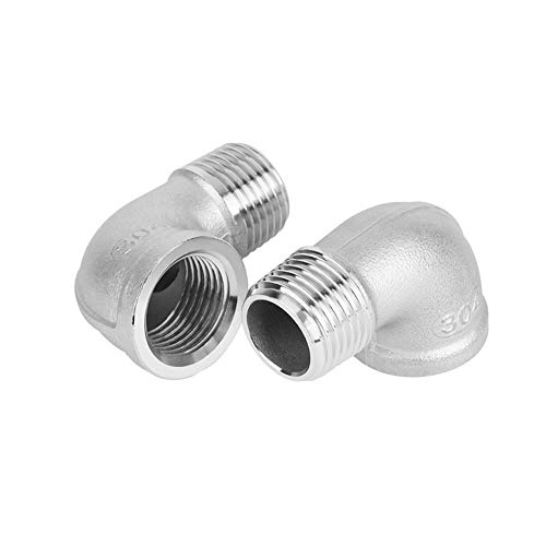 Hooshing 2PCS 1/2" NPT Stainless Steel 90 Degree Elbow Female x Male Thread Pipe Fitting - Image 1
