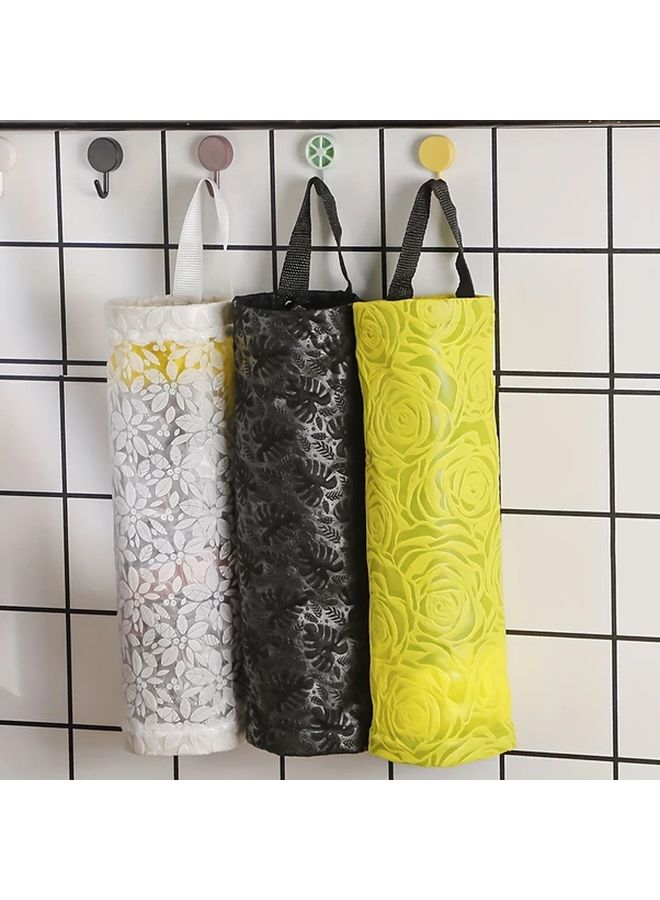 Yellow Foldable Plastic Bag Holder Mesh Hanging Storage Dispenser For Kitchen Organization - Image 4