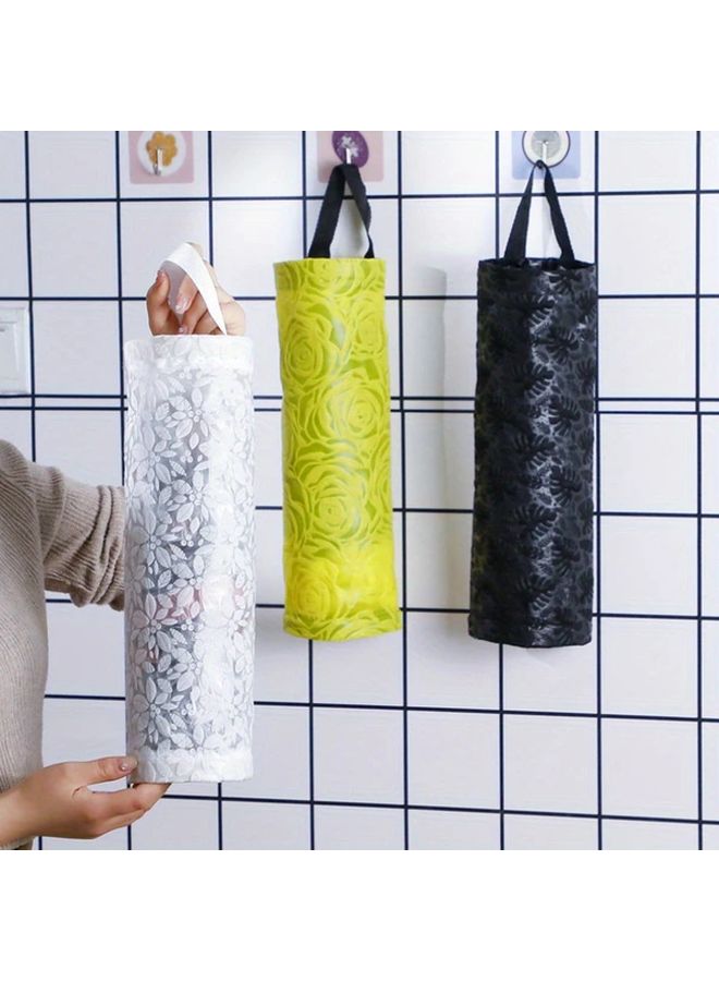 Yellow Foldable Plastic Bag Holder Mesh Hanging Storage Dispenser For Kitchen Organization - Image 3