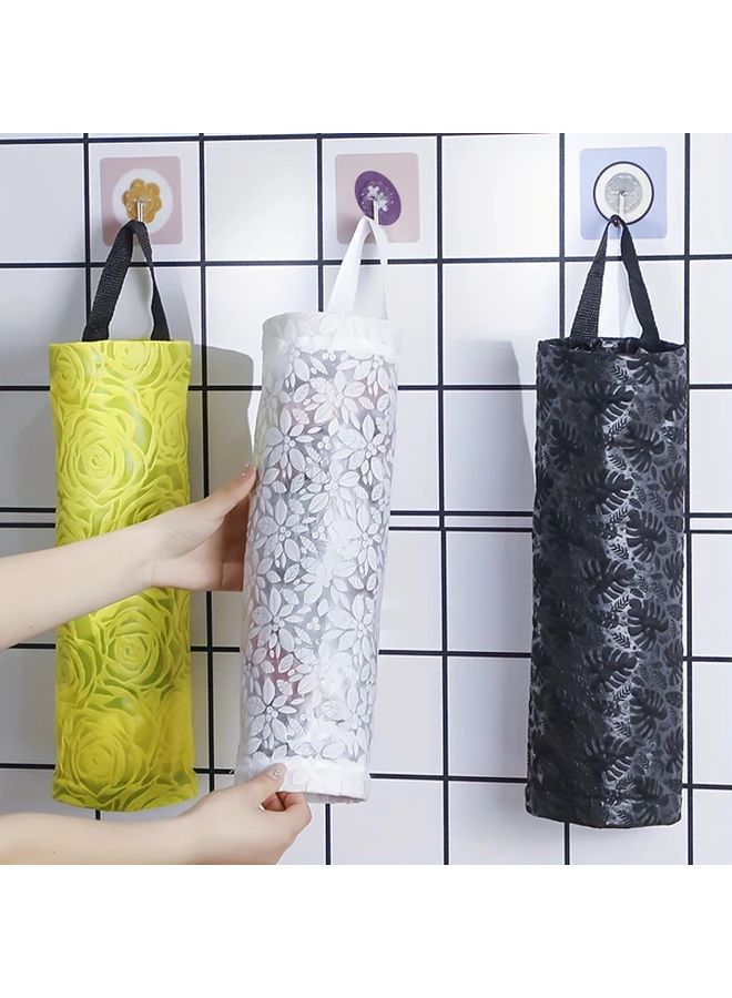 Yellow Foldable Plastic Bag Holder Mesh Hanging Storage Dispenser For Kitchen Organization - Image 1